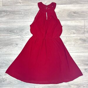 Ya Los Angeles Apron Halter Open Back Maroon Red Women's Dress Size Small